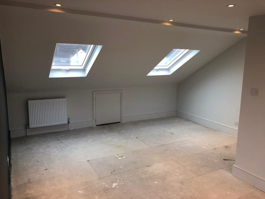 Chimney removal, ceiling removal, new ceiling, plaster, painting and new flooringin in East Ham