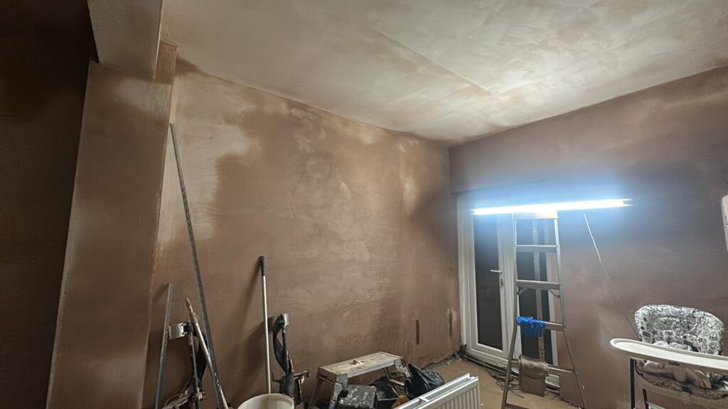 Chimney removal, ceiling removal, new ceiling, plaster, painting and new flooringin in East Ham