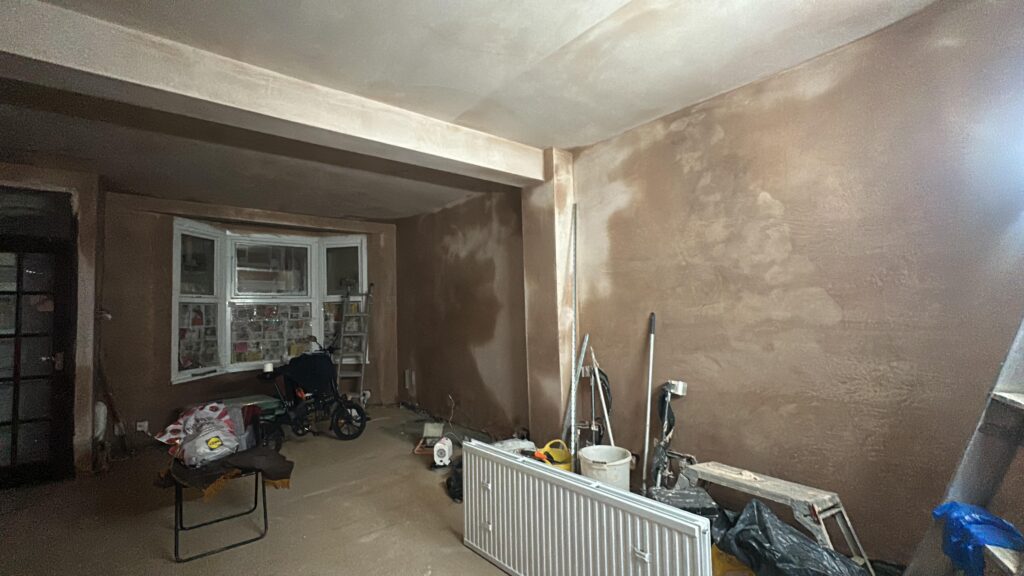 Chimney removal, ceiling removal, new ceiling, plaster, painting and new flooringin in East Ham