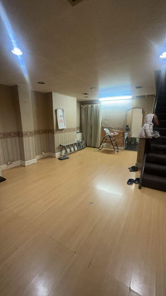 Chimney removal, ceiling removal, new ceiling, plaster, painting and new flooringin in East Ham
