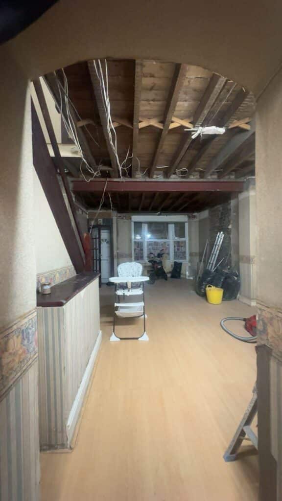 Chimney removal, ceiling removal, new ceiling, plaster, painting and new flooringin in East Ham